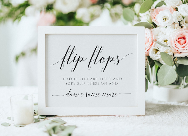 Flip Flops Wedding Sign Printable, Wedding sign Template, Printable Flip Flops Signs, Edit with TEMPLETT, Personalized, Instant Download image 4