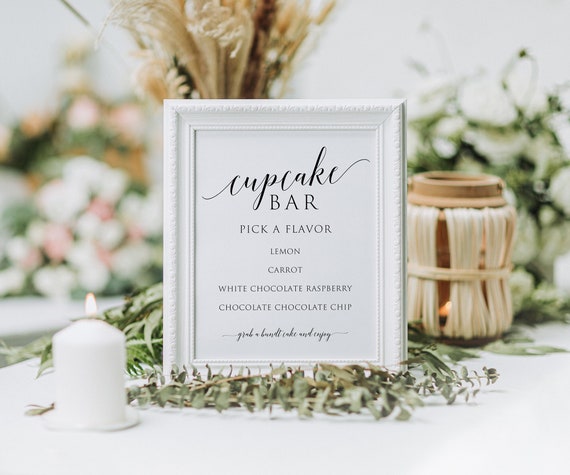 Printable Wedding Cupcake Bar Sign Printable Cupcake Bar | Etsy