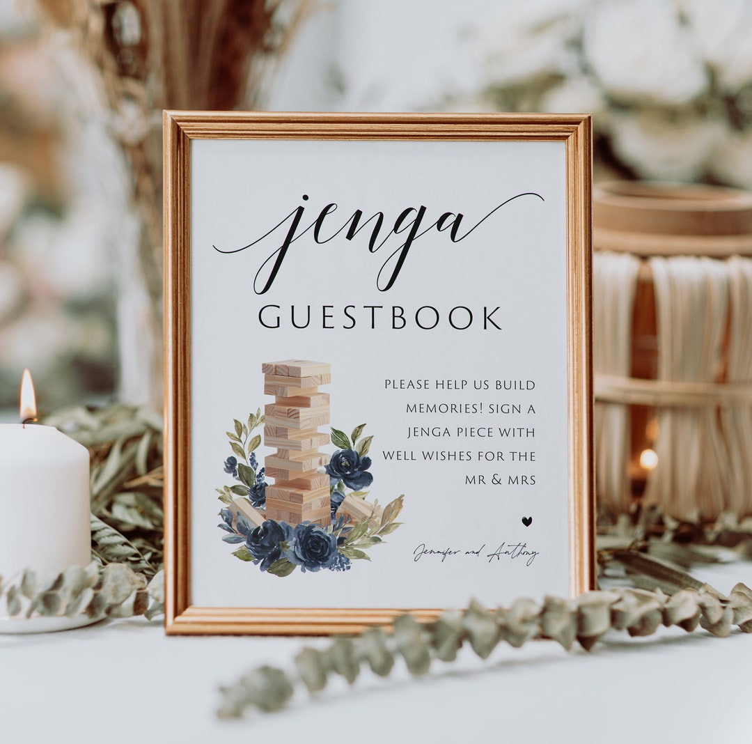 Wedding Jenga Guestbook Sign, Printable Jenga Guestbook Sign Template ...