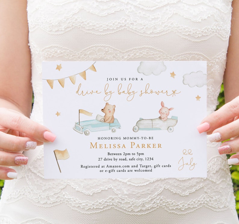 Drive by Baby Shower Invitation Template Baby Shower Etsy