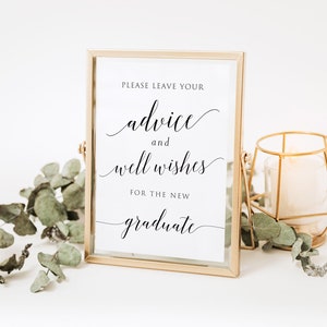Please Leave Your Advice And Well Wishes For The New Graduate, Graduation Signs, Printable Graduation Guestbook Sign, Instant download image 4