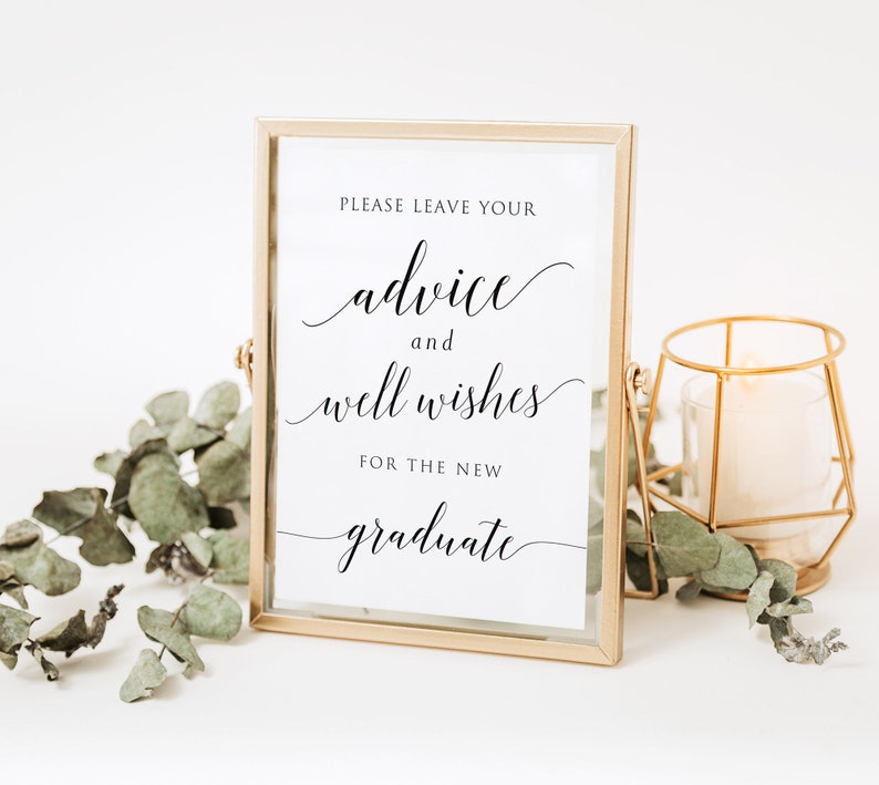 Please Leave Your Advice And Well Wishes For The New Graduate, Graduation Signs, Printable Graduation Guestbook Sign, Instant download image 4