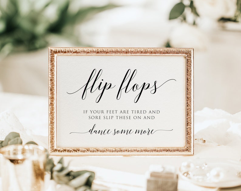 Flip Flops Wedding Sign Printable, Wedding sign Template, Printable Flip Flops Signs, Edit with TEMPLETT, Personalized, Instant Download image 3