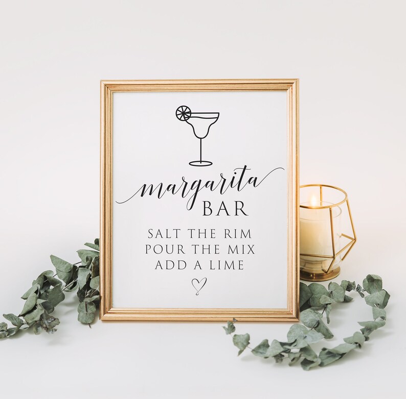 Bridal Shower Margarita Bar Sign Modern Bridal Brunch Etsy