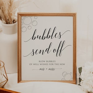 Bubbles Send Off Sign, Wedding Bubbles Sign, Wedding Bubble Send Off Sign, EDITABLE Template, Send Off Bubbles, Instant Download, Minimalist image 6