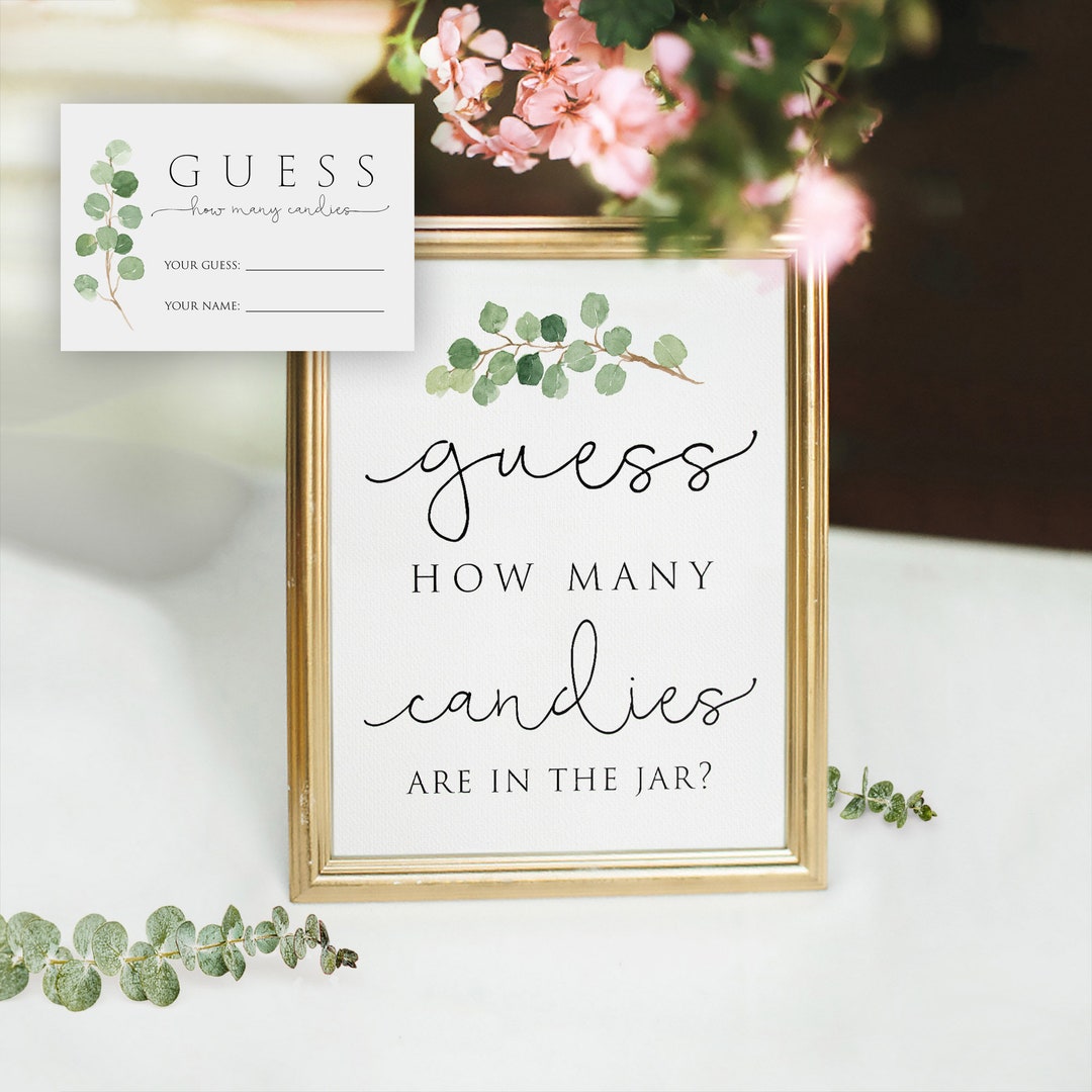 Guess How Many Candies Game, Guess How Many Candies Sign, Baby Shower ...