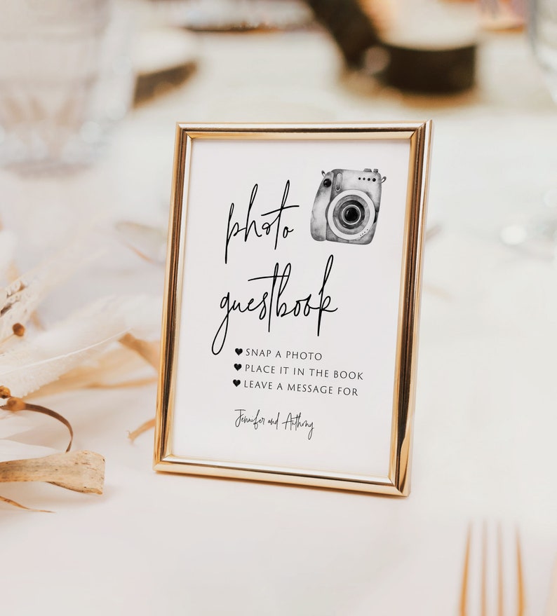 Photo Guest Book Sign, Wedding Photo Guestbook Sign, Photo Guestbook Printable, Photo GuestBook Sign Template, Photo Wedding Sign, Templett image 6