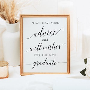 Please Leave Your Advice And Well Wishes For The New Graduate, Graduation Signs, Printable Graduation Guestbook Sign, Instant download image 6