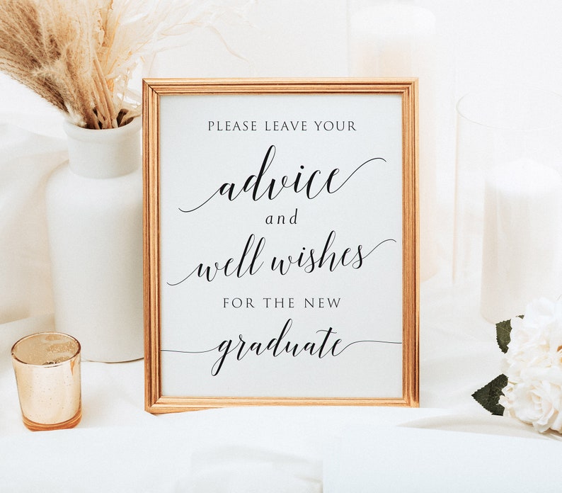 Please Leave Your Advice And Well Wishes For The New Graduate, Graduation Signs, Printable Graduation Guestbook Sign, Instant download image 6