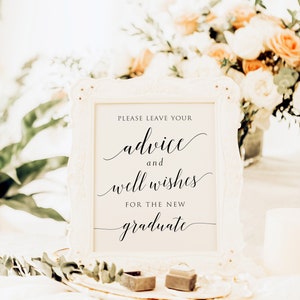 Please Leave Your Advice And Well Wishes For The New Graduate, Graduation Signs, Printable Graduation Guestbook Sign, Instant download image 2