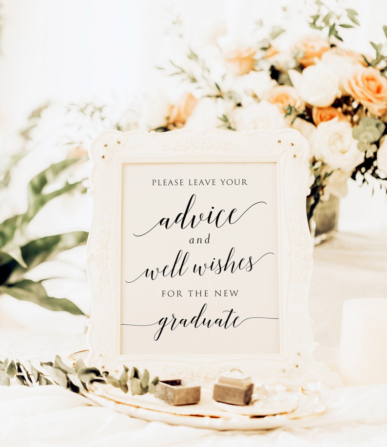 Please Leave Your Advice And Well Wishes For The New Graduate, Graduation Signs, Printable Graduation Guestbook Sign, Instant download image 2