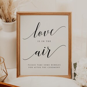 Love Is In The Air Sign, Wedding Bubbles Sign, Bubbles Send Off Sign, EDITABLE Template, Printable Sign, Instant Download, 5x7, 8x10 image 5