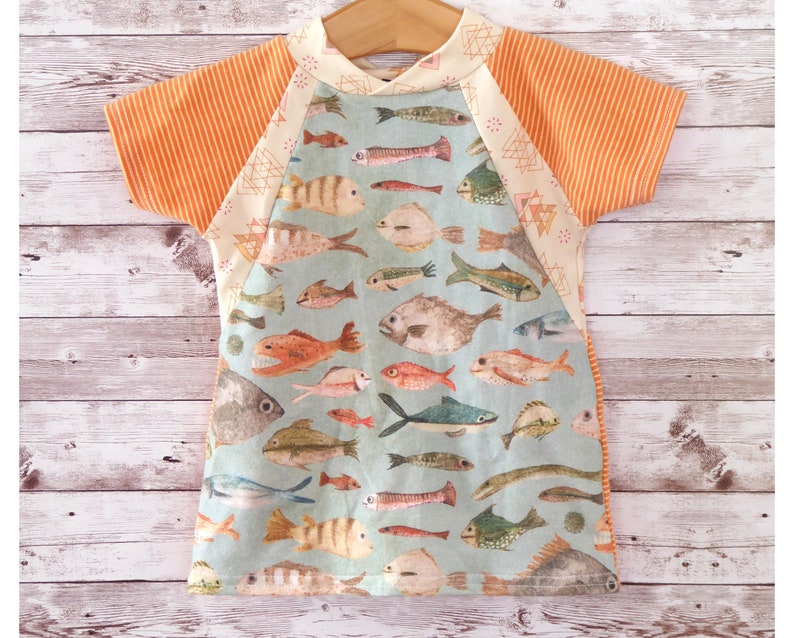 Fish Tee Shirt Beach Tee Gender Neutral Kids Clothes Toddler Raglan Tee Shirt Kids T Shirt Unisex Toddler Shirt Kids Summer Shirt