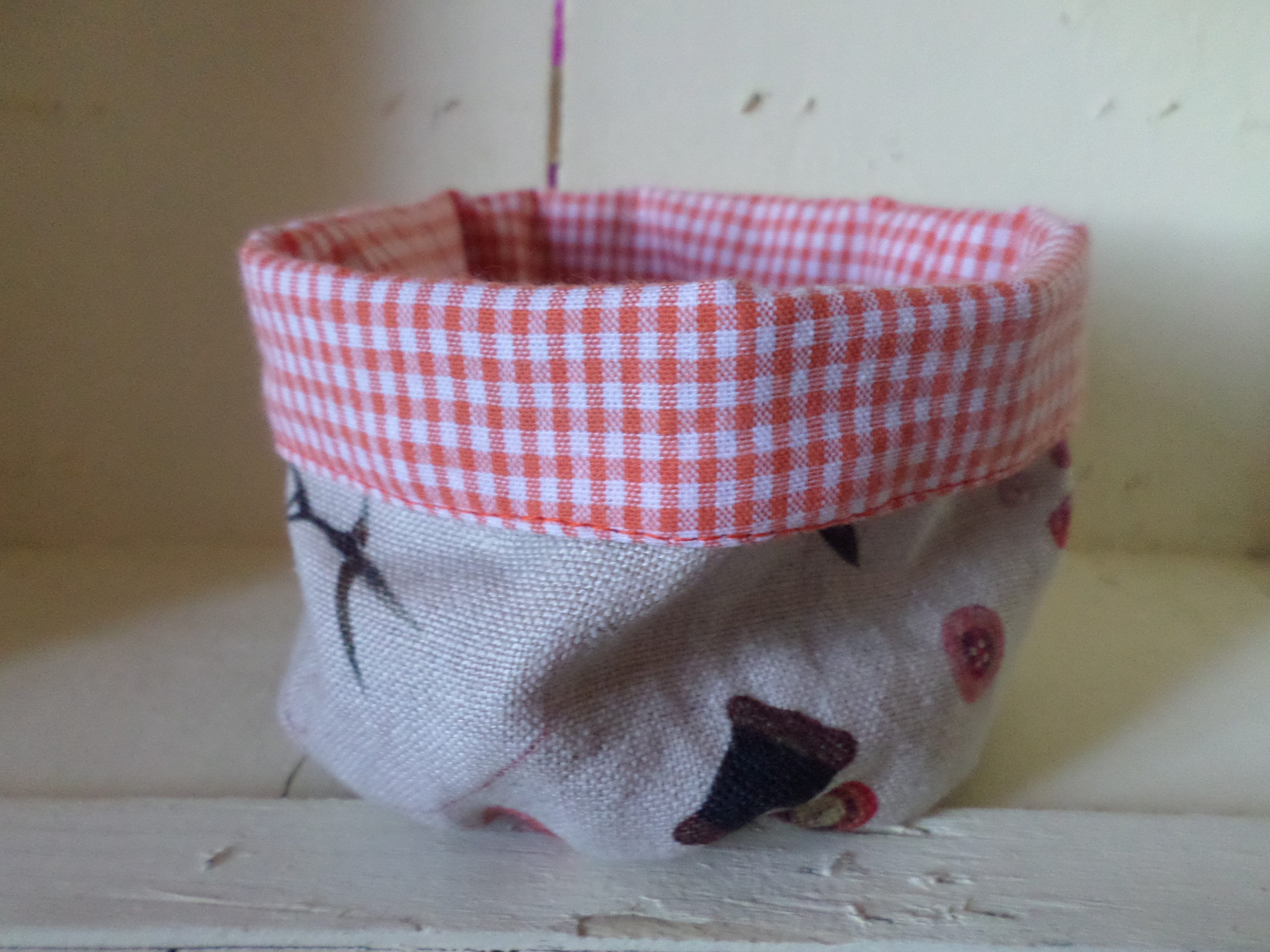 Un Petit Pochon Motif Couture , Vichy Orange