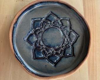 Blue Stoneware Plate, Handmade Ceramic Platter,