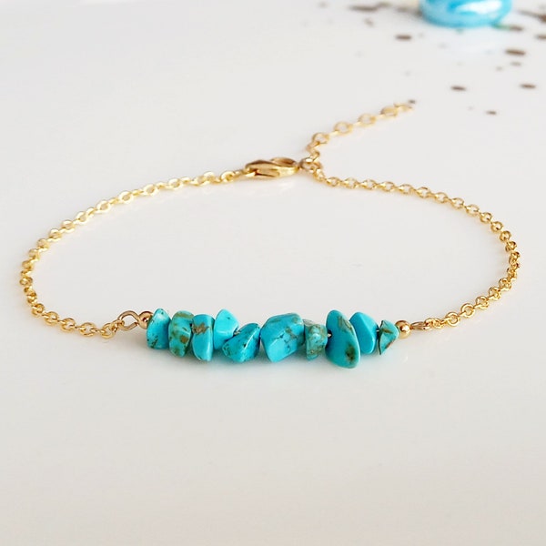 Blue turquoise bracelet,raw stone turquoise jewelry,december birthstone bracelet,birthday gifts for friend,blue green bracelet,gift for her