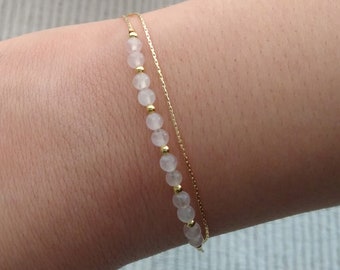 Dainty rose quartz gold filled bracelet,gemstone bracelet,healing crystal bracelet,curation ankle bracelet,gold jewelry,women calming gifts