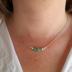 Ruwe aventurijn ketting zilver, groene sieraden, gelukkige geboortesteen edelsteen chokers, kristallen kralen zilveren sieraden cadeaus voor vrouwen, chokers