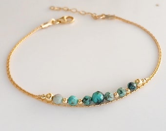 African turquoise gold bracelet dainty,layered bracelet,stackable crystal bracelet,thin bracelet for women,stranded gold jewellery gift