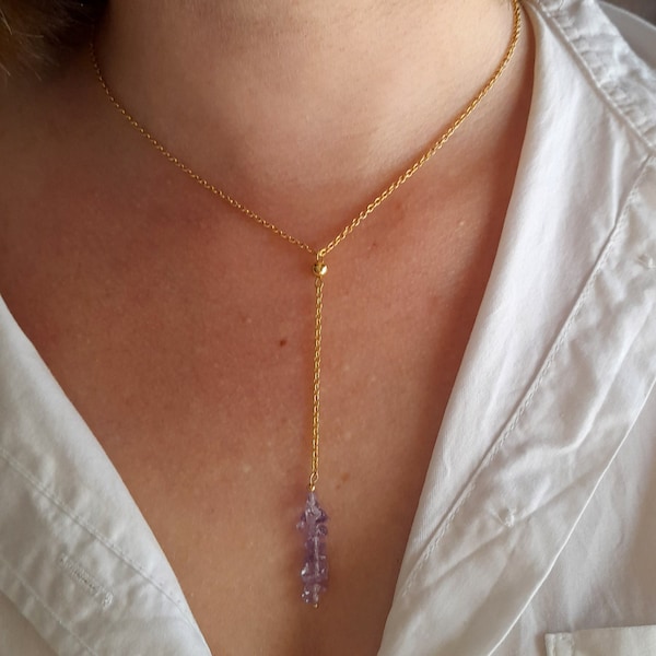 Raw amethyst pendant necklace,violet stones boho jewelry,february birthstone purple choker,colored gifts for mommy,gift for girlfriend wife