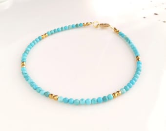 Gold Türkis Stapel Armband, zartes Gold Armband, Edelstein Türkis stapel Minimalist Schmuck, Gold Geschenk für ihren Schmuck