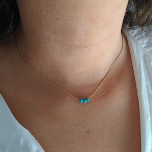 Gold turquoise necklace,turquoise beaded necklace,minimal thin turquoise necklace,gold layering necklace,frontal necklace,dainty boho choker