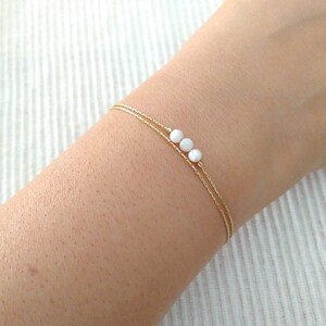 Gold filled mother of pearl beaded bracelet,minimalist everyday dainty bracelet,thin woman bracelet,stack layering jewelry,bohemian bracelet