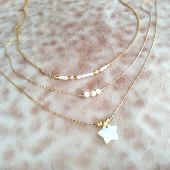 Collana Girocollo Boho A Strati Con Perle E Catena Dorata – Gioiello Donna A Tre Fili, Per Matrimoni E Feste - 3