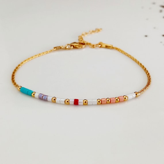Bracelet Rafiné Perles De Culture Miyuki Et Chaîne En Or Jaune 14k - Neuf Avec Étiquettes