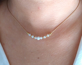 Gold moonstone bar necklace,dainty choker for woman,gold gemstone jewellery,delicate layering choker necklace,rainbow moonstone pendant,boho