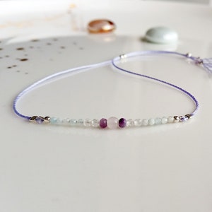 Bracelet de pierres précieuses en argent, bijoux en soie mince, bracelet de protection pour empathes, calmant, relaxant, bracelet d&#39;anxiété et de négativité, cadeaux de guérison