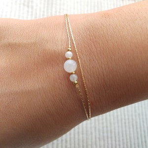 Gold moonstone minimal bracelet,layered stack bracelet,gemstone crystal bracelet,thin bracelet for women,strands bracelet,healing jewellery