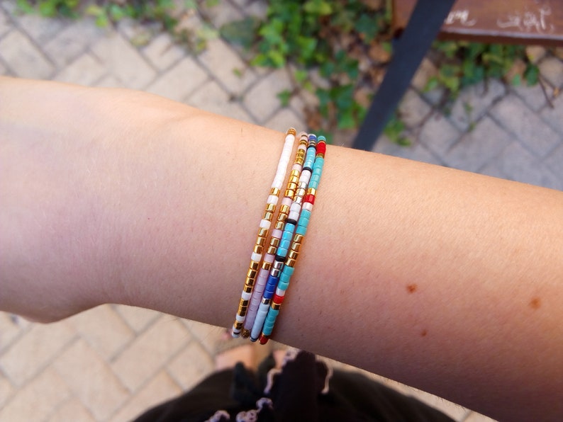 White and golden friendship bracelet tassel miyuki 24k gold plated beads for women,handmade stacking bracelet,jewelry,unique,woman jewellery