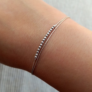 925 Sterling silver bracelet,bar frontal bracelet,dainty boho jewelry for women,beaded bracelet,plus big size bracelet,full silver jewellery