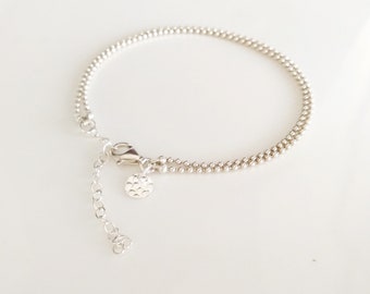 Dainty 925 sterling silver medal bracelet,stack beaded bracelet,thin tiny charm bracelet for woman,strands bracelet,silver jewellery gift