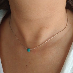 925 sterling silver turquoise layered necklace,dainty minimal choker for woman,birthstone december gift,silver minimalist single jewellery