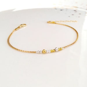 Dainty multicolored frontal bar bracelet,layered bracelet,stack beaded bracelet,strands bracelet,mixed silver yellow gold filled jewellery