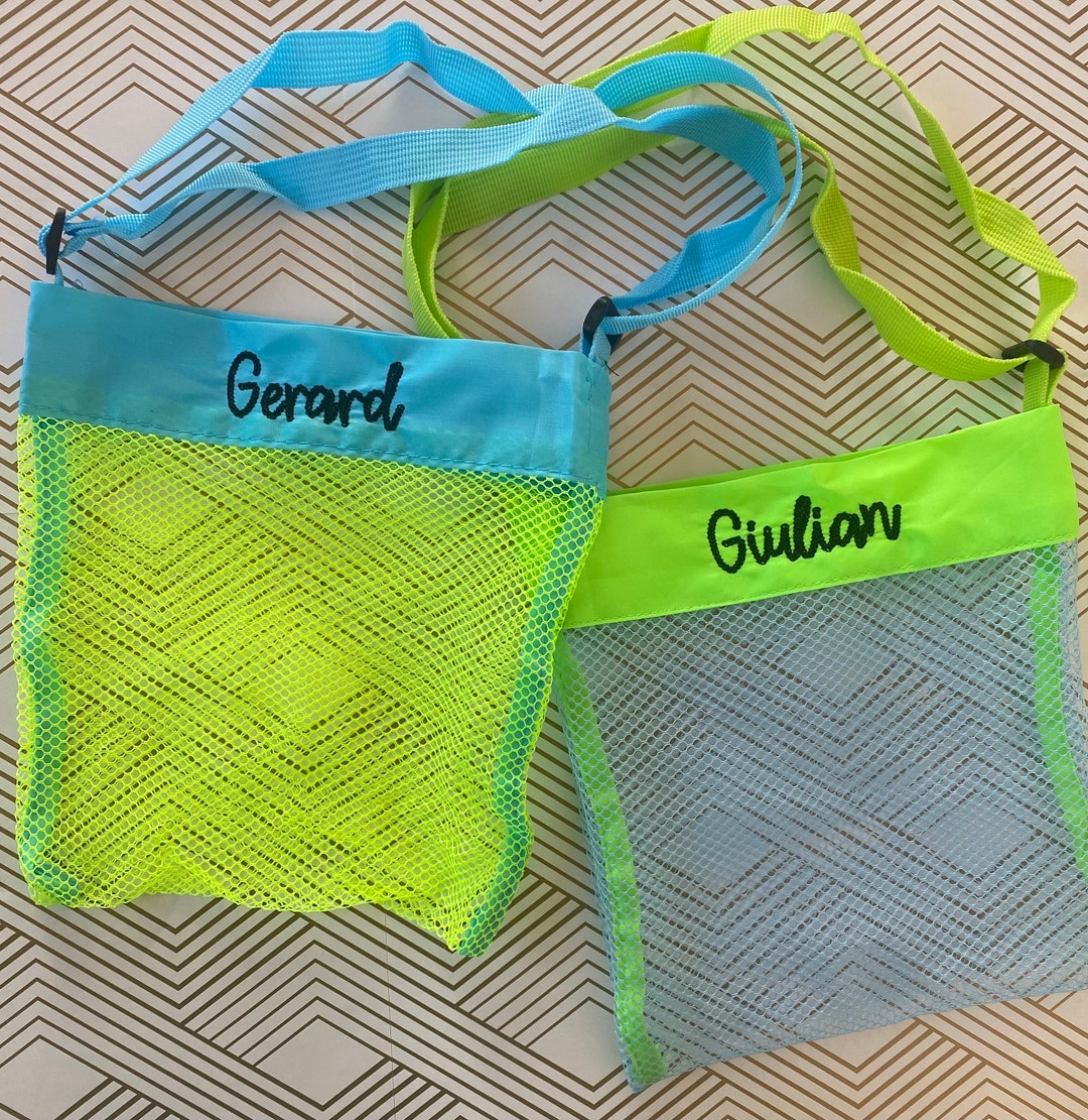 Personalized Seashell Bag, Beach Toy Tote, Kids Beach Bag, Embroidered