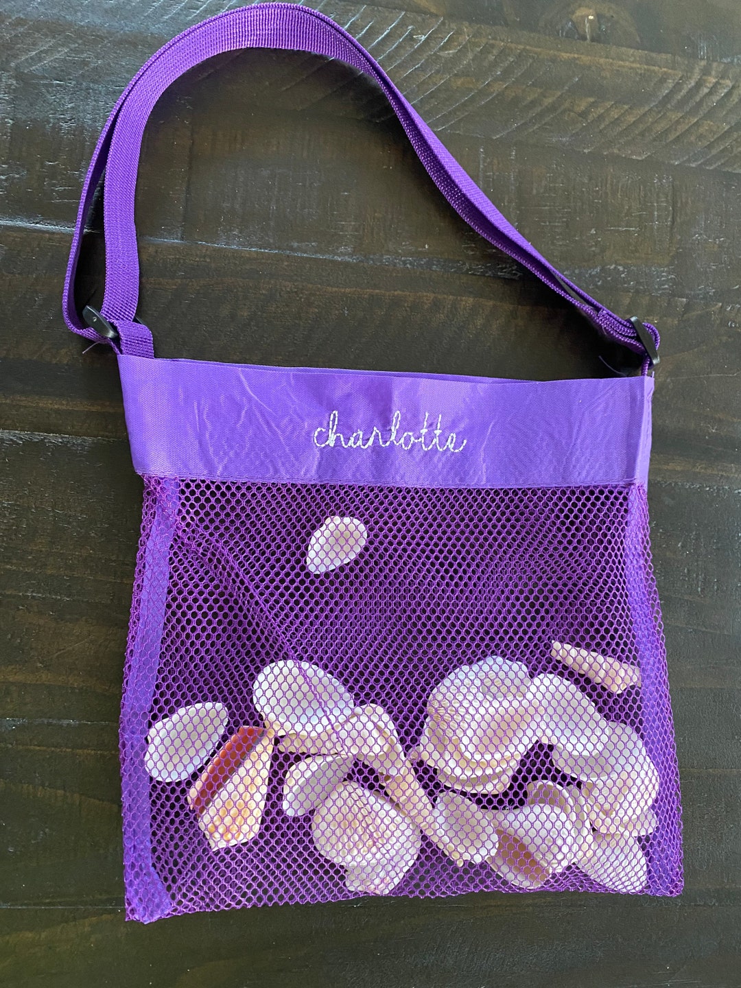 Personalized Seashell Bag Beach Toy Tote Beach Pouch Kids Etsy