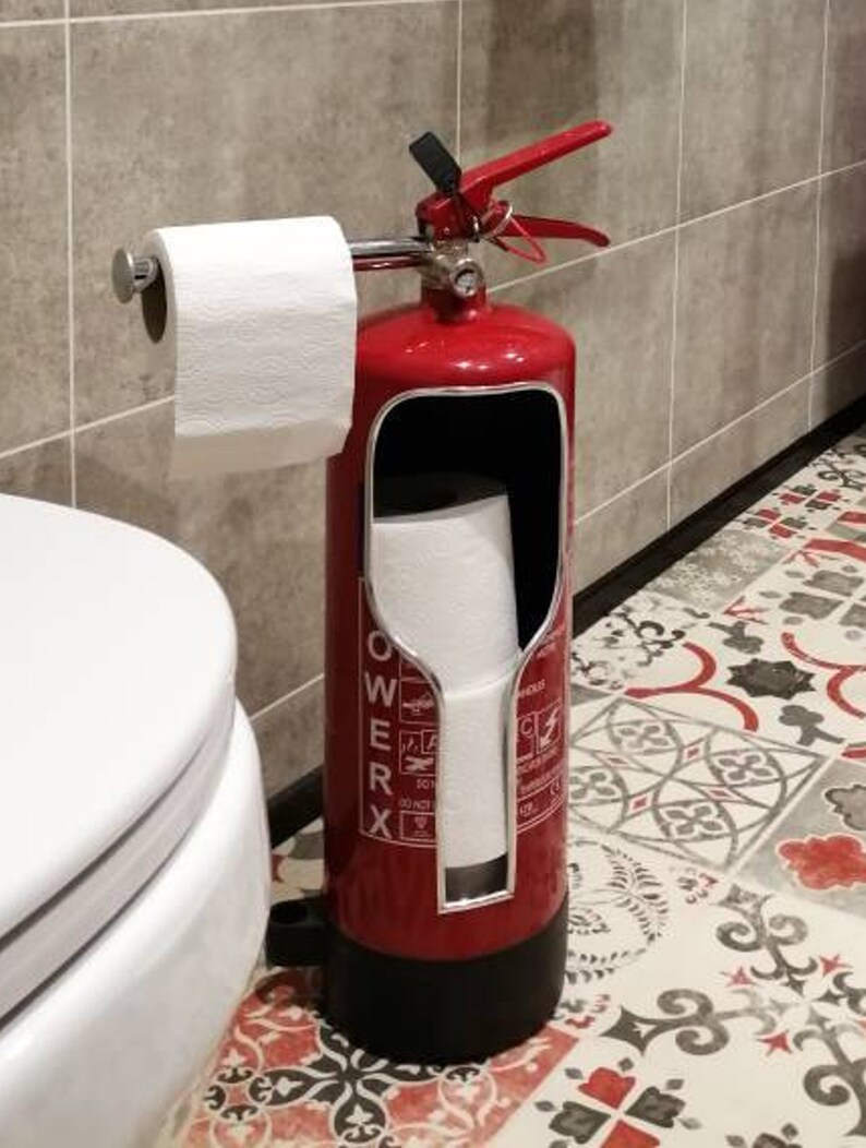 Toilet Roll Holder Upcycled Fire Extinguisher Bathroom Etsy
