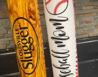 35 oz Stainless Steel Skinny Tumbler baseball mom/ wood Louisville slugger bat