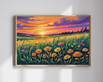 Summer Sunset Wildflower Field (Downloadable Digital Art)