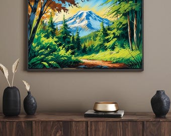 Tranquil Forest & Mountain Landscape (Downloadable Digital Art)