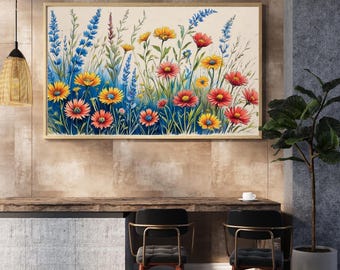 Colorful Floral Wildflower Meadow Illustration (Downloadable Digital Art)