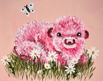 Bubbalicious the baby cow 6x6in // ORIGINAL acrylic painting