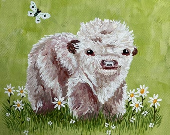 Daisy the baby cow 6x6in // ORIGINAL acrylic painting