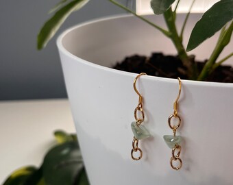 Iridescent sea-foam gem dangle earrings // 18k gold plated stainless steel fish hook