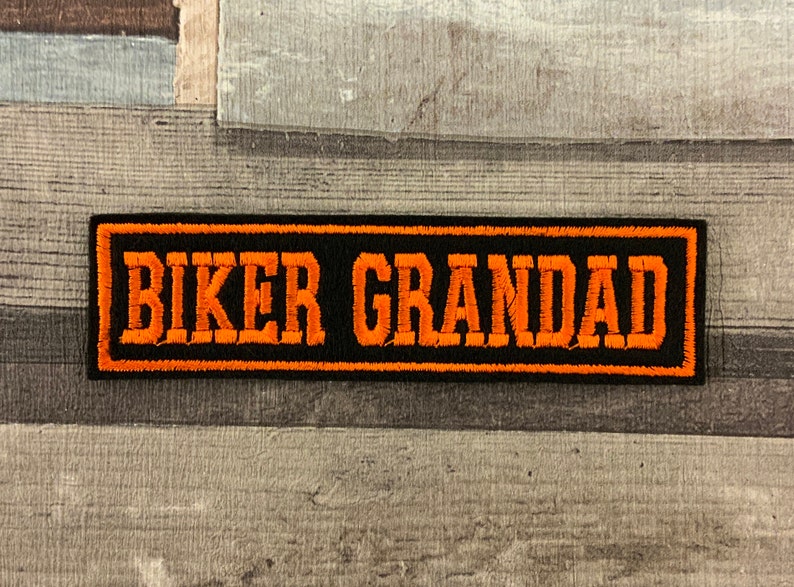 Biker Grandad embroidered felt sew on patch appliqu\u00e9 fathers day