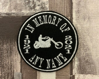 Personnalisé à la mémoire de Biker Memorial Patch de feutre brodé commémoratif - années et nom