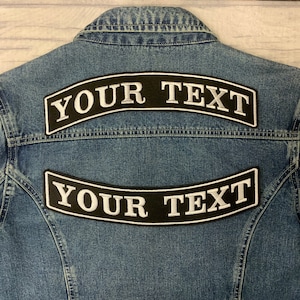 Large 11" Rocker Patches Top and Bottom Personalised Name Embroidered Appliqué Felt Patch